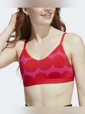 Adidas Marimekko Sport Bra Pink and Red Polka Dot Size Small